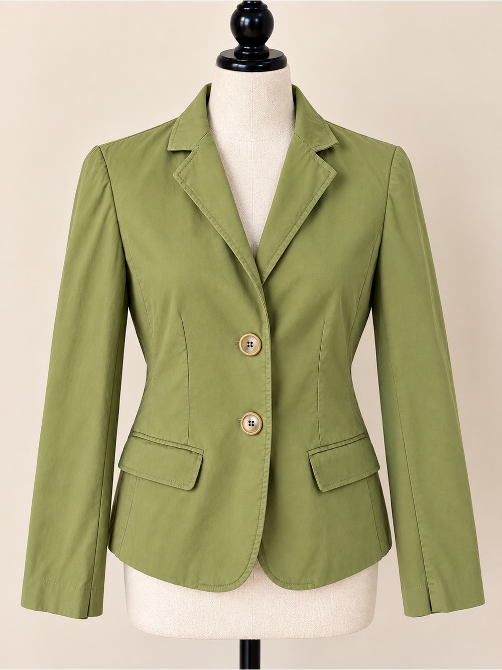 Talbots Sage Green Stretch Cotton Fitted Blazer Jacket Size 10
